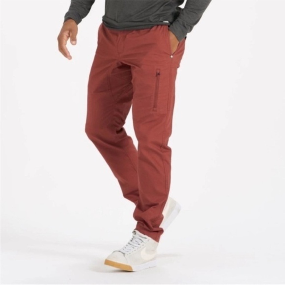 Vuori Ripstop Climber Pants Crazy Red Rust Orange Drawstring Jogger